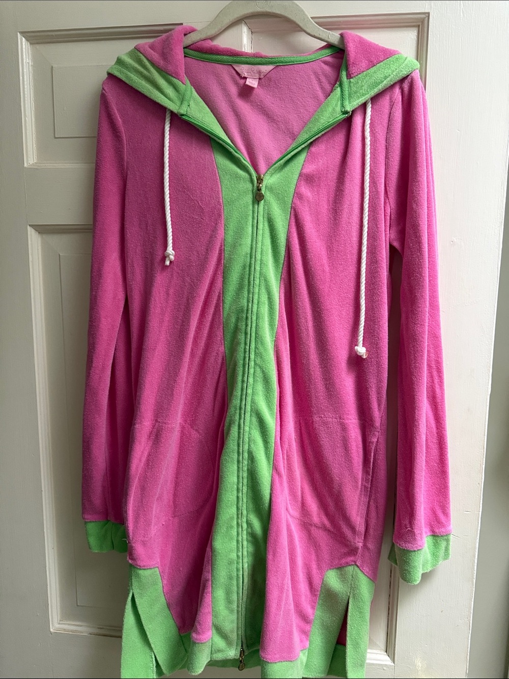 Lilly Pulitzer Pink and Lime Green Hooded Zip Jacket